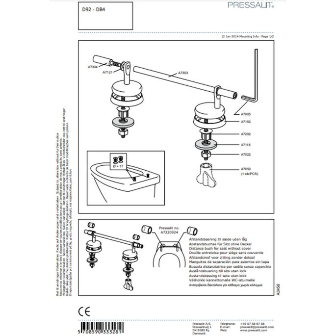 Pressalit Dania R37108-D92999 WC-Sitze mit Deckel dunkelblau (RAL 5011)