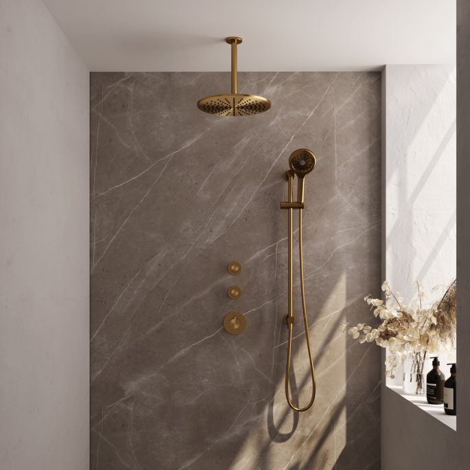 Brauer Carving 5-GG-120 thermostatic concealed rain shower SET 24 gold brushed PVD