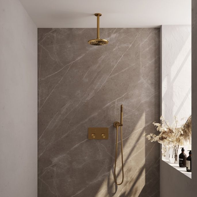 Brauer Carving 5-GG-188 thermostatic concealed rain shower with push buttons SET 53 gold brushed PVD