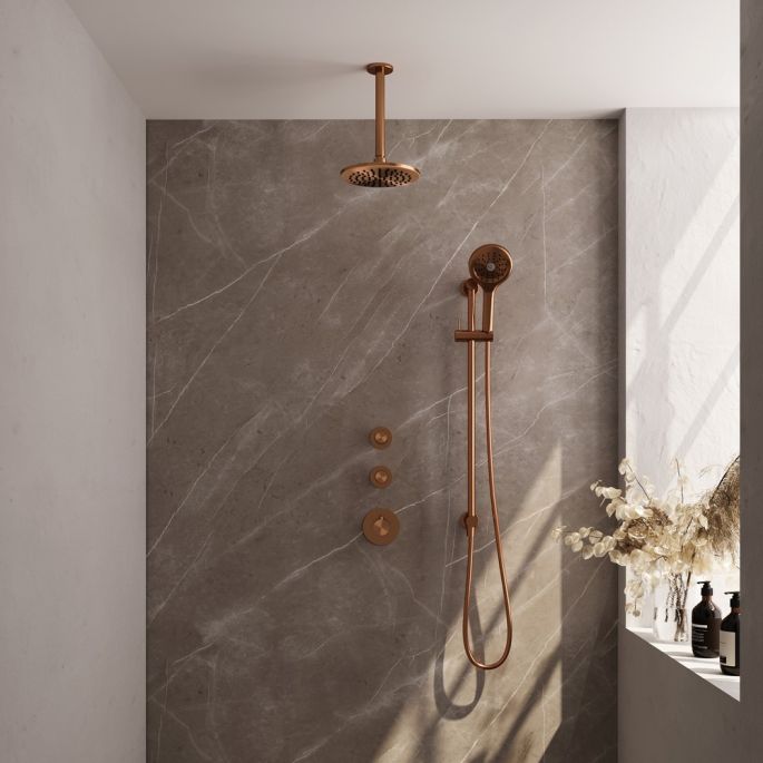 Brauer Carving 5-GK-119 thermostatic concealed rain shower SET 23 copper brushed PVD