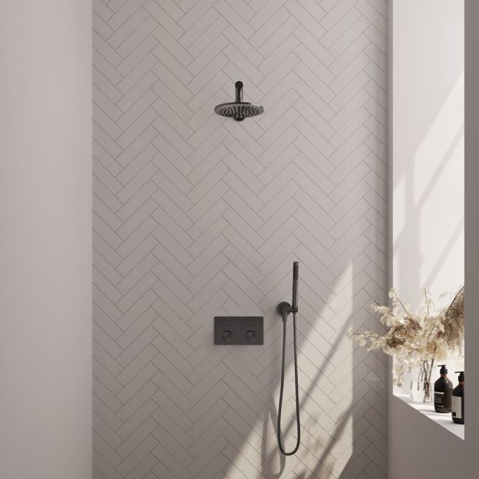 Brauer Carving 5-GM-184 thermostatische inbouw regendouche met drukknoppen SET 49 gunmetal geborsteld PVD