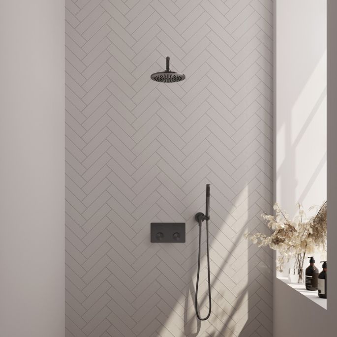Brauer Carving 5-GM-186 thermostatische inbouw regendouche met drukknoppen SET 51 gunmetal geborsteld PVD