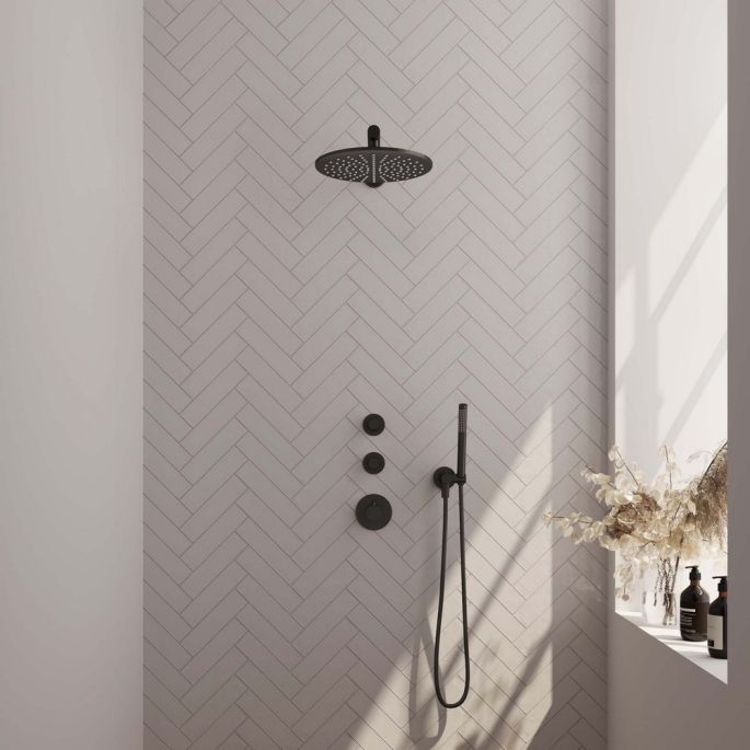 Brauer Carving 5-S-098 thermostatische inbouw regendouche SET 02 mat zwart