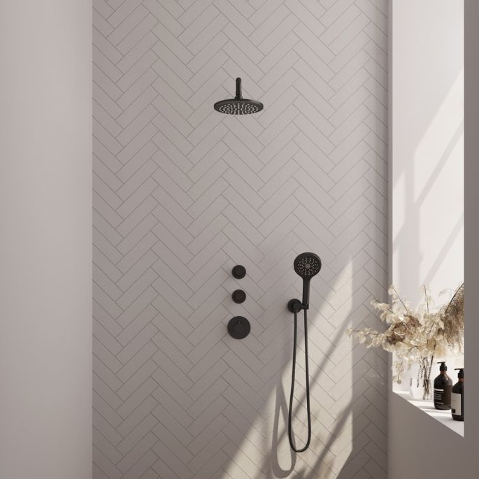 Brauer Carving 5-S-105 thermostatische inbouw regendouche SET 09 mat zwart