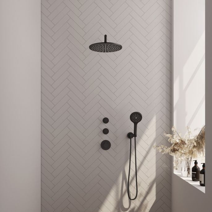 Brauer Carving 5-S-106 thermostatische inbouw regendouche SET 10 mat zwart