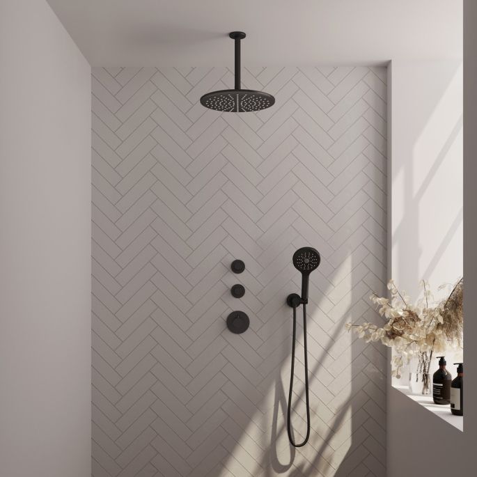 Brauer Carving 5-S-108 thermostatic concealed rain shower SET 12 matte black