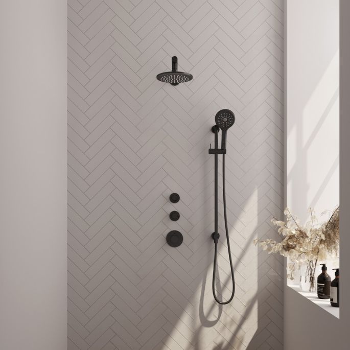 Brauer Carving 5-S-115 thermostatische inbouw regendouche SET 19 mat zwart