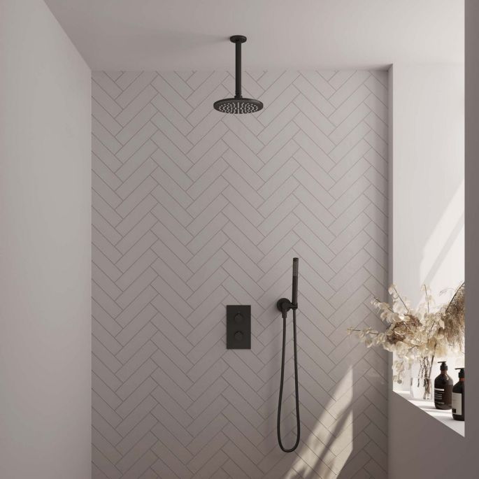 Brauer Carving 5-S-125 thermostatic concealed rain shower 3-way diverter SET 29 matte black