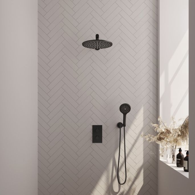 Brauer Carving 5-S-128 thermostatic concealed rain shower 3-way diverter SET 32 matt black