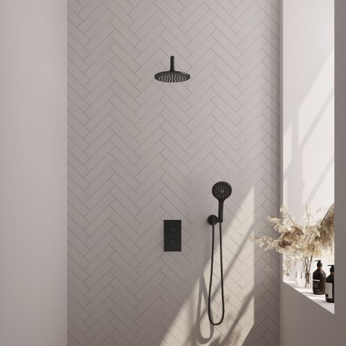 Brauer Carving 5-S-129 thermostatische inbouw regendouche 3-weg omstelling SET 33 mat zwart