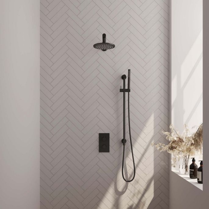 Brauer Carving 5-S-133 thermostatic concealed rain shower 3-way diverter SET 37 matte black