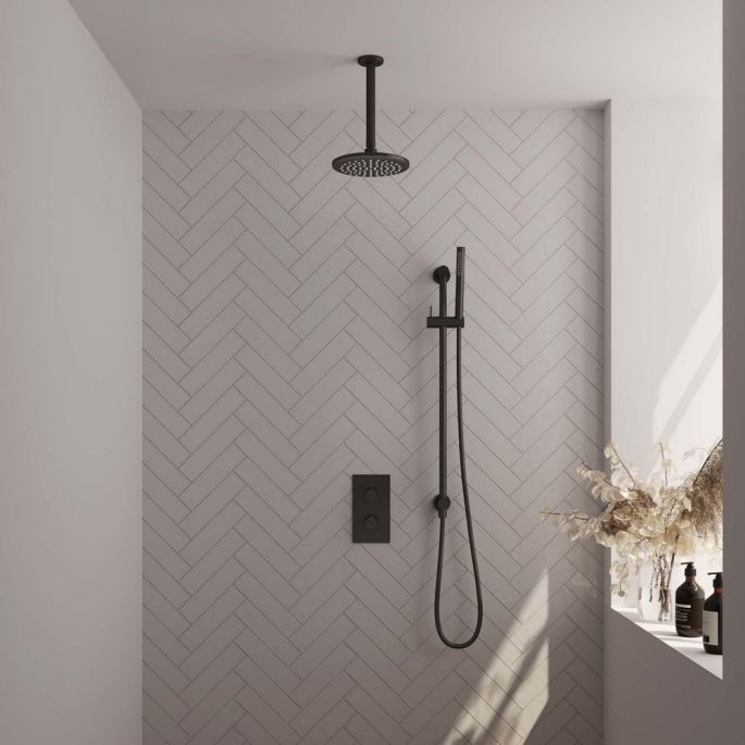 Brauer Carving 5-S-137 thermostatic concealed rain shower 3-way diverter SET 41 matte black