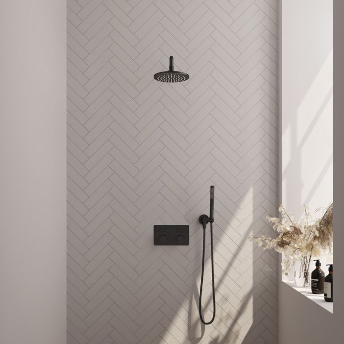 Brauer Carving 5-S-186 thermostatische inbouw regendouche met drukknoppen SET 51 mat zwart