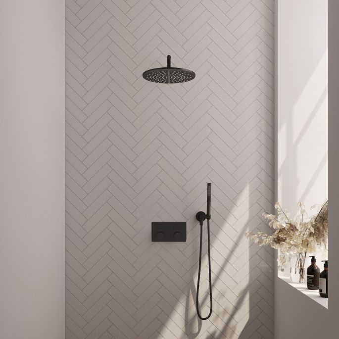 Brauer Carving 5-S-187 thermostatic concealed rain shower with push buttons SET 52 matte black