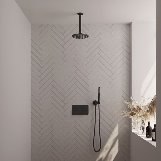 Brauer Carving 5-S-188 thermostatic concealed rain shower with push buttons SET 53 matt black