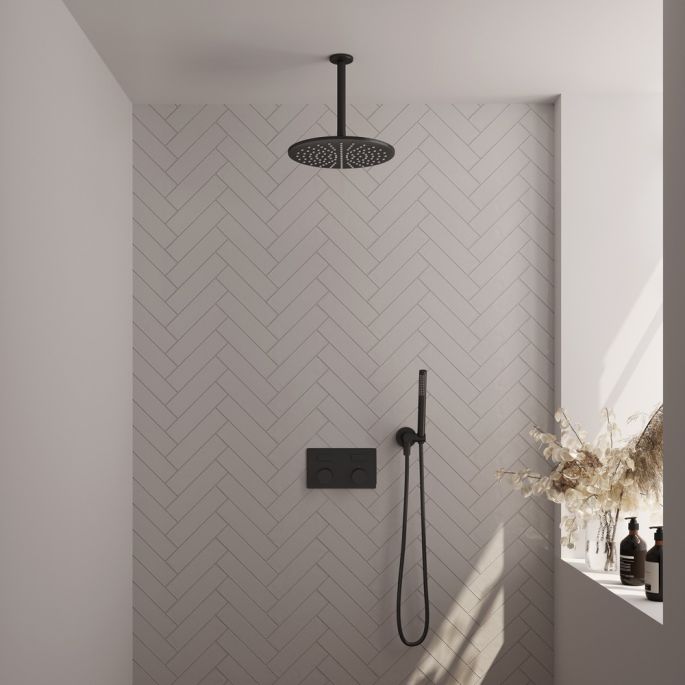Brauer Carving 5-S-189 thermostatic concealed rain shower with push buttons SET 54 matte black