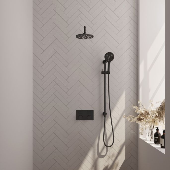 Brauer Carving 5-S-204 thermostatische inbouw regendouche met drukknoppen SET 69 mat zwart