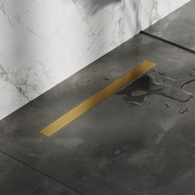 Brauer DR-MRF70GG douchegoot met multifunctioneel rooster en flens 7 x 70cm goud geborsteld PVD