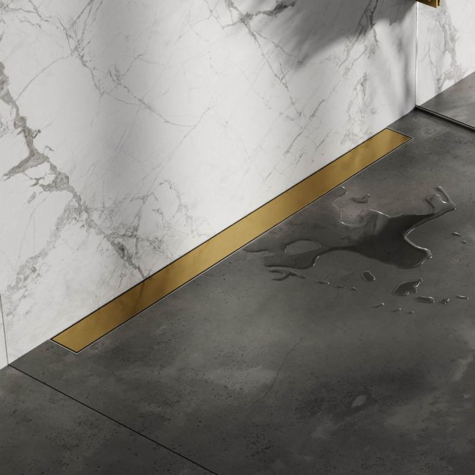 Brauer DR-MRFW100GG douchegoot met multifunctioneel rooster en flens voor wandmontage 7 x 100cm goud geborsteld PVD