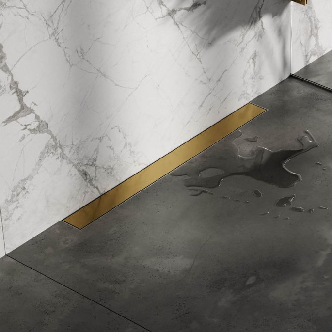 Brauer DR-MRFW70GG douchegoot met multifunctioneel rooster en flens voor wandmontage 7 x 70cm goud geborsteld PVD