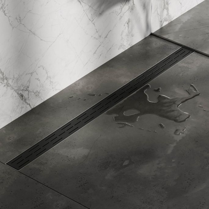 Brauer DR-SRF110S shower drain with standard grating and flange 7 x 110cm matte black