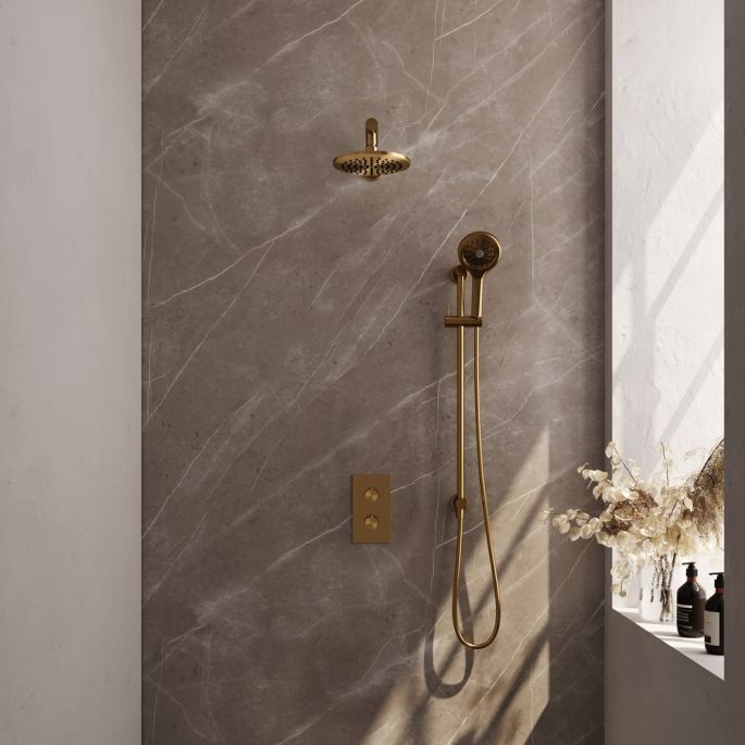 Brauer Edition 5-GG-070 thermostatic concealed rain shower 3-way diverter SET 43 gold brushed PVD