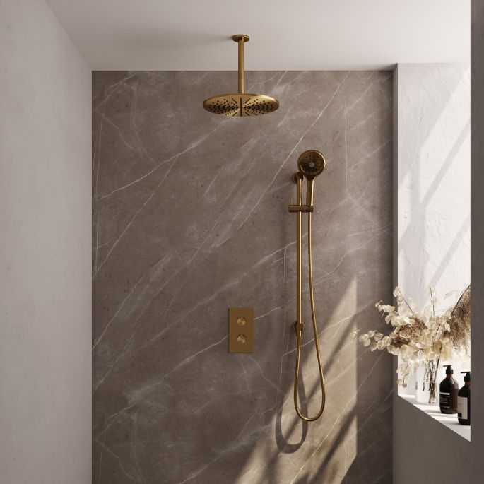 Brauer Edition 5-GG-073 thermostatic concealed rain shower 3-way diverter SET 48 gold brushed PVD