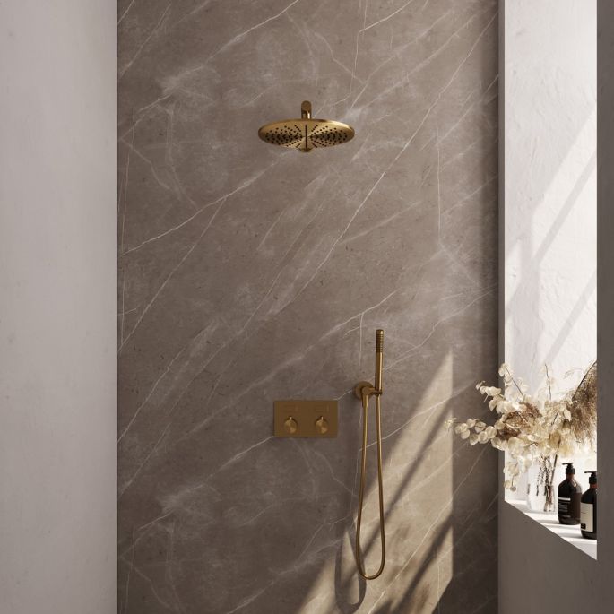 Brauer Edition 5-GG-161 thermostatic concealed rain shower with push buttons SET 50 gold brushed PVD