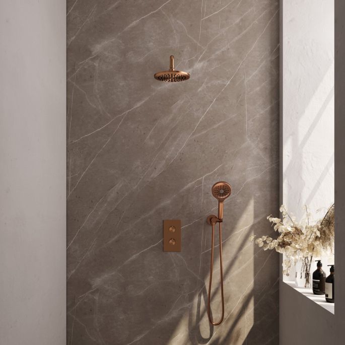 Brauer Edition 5-GK-056 thermostatic concealed rain shower 3-way diverter SET 33 copper brushed PVD