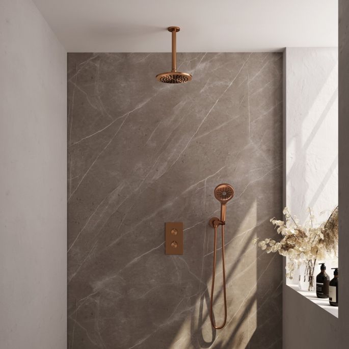 Brauer Edition 5-GK-060 thermostatic concealed rain shower 3-way diverter SET 35 copper brushed PVD