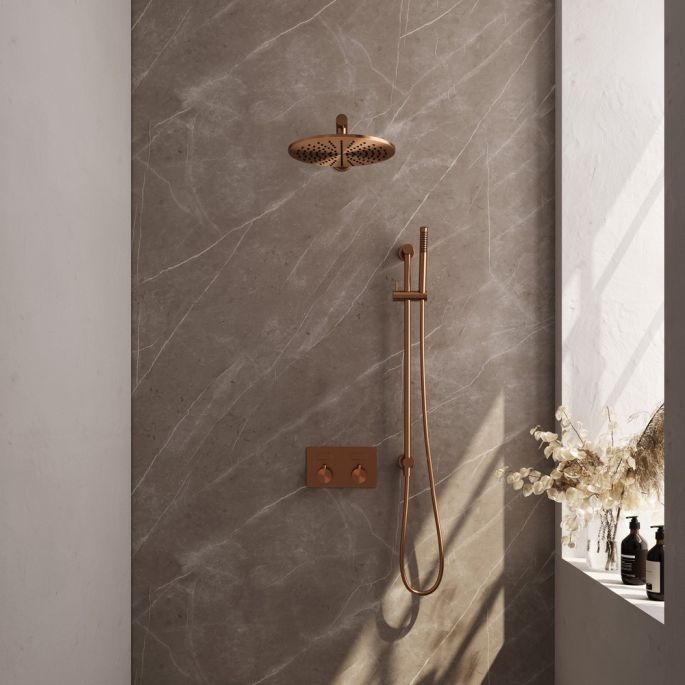 Brauer Edition 5-GK-173 thermostatic concealed rain shower with push buttons SET 62 copper brushed PVD