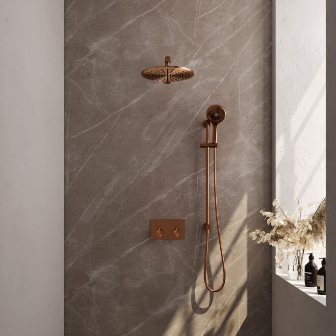 Brauer Edition 5-GK-179 thermostatic concealed rain shower with push buttons SET 68 copper brushed PVD