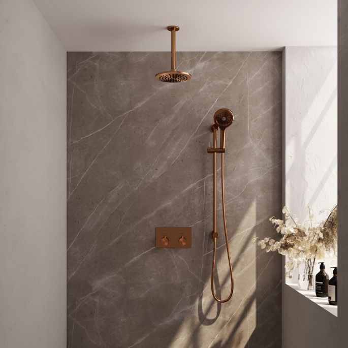 Brauer Edition 5-GK-182 thermostatic concealed rain shower with push buttons SET 71 copper brushed PVD