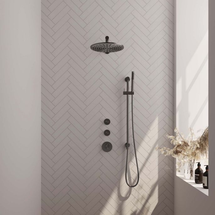 Brauer Edition 5-GM-034 thermostatic concealed rain shower SET 14 gunmetal brushed PVD
