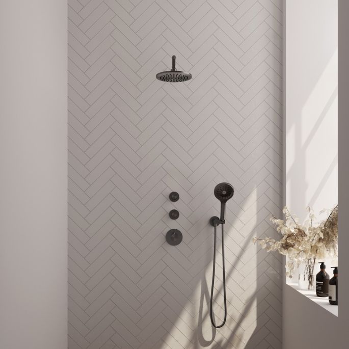 Brauer Edition 5-GM-076 thermostatic concealed rain shower SET 09 gunmetal brushed PVD