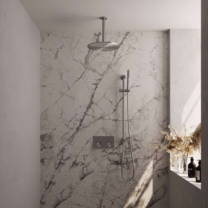 Brauer Edition 5-NG-177 thermostatic concealed rain shower with push buttons SET 66 stainless steel brushed PVD