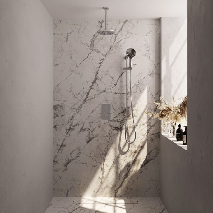 BrauerCarving 5-CE-143 thermostatic concealed rain shower 3-way diverter SET 47 chrome