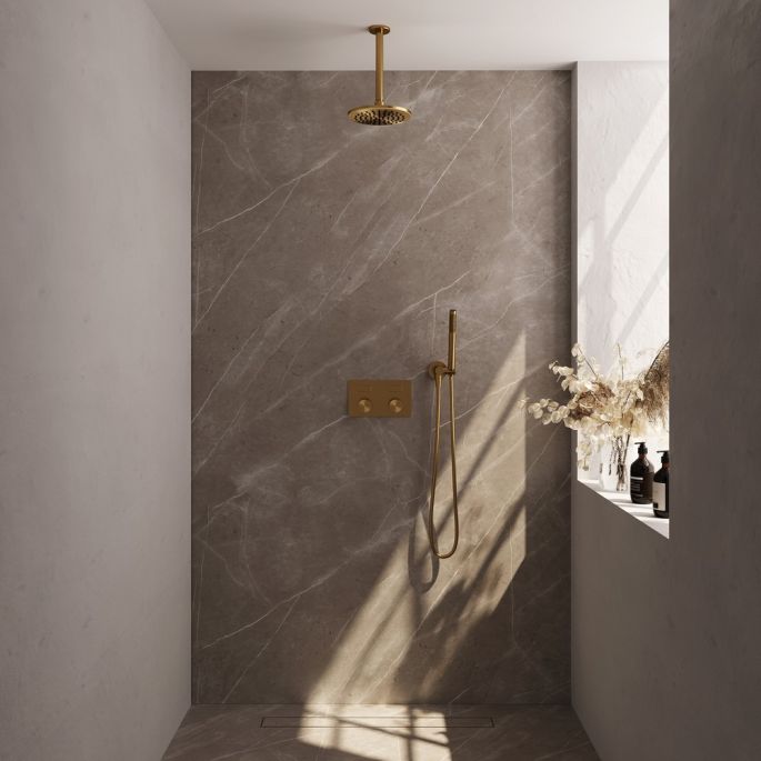Brauer Carving 5-GG-188 thermostatic concealed rain shower with push buttons SET 53 gold brushed PVD