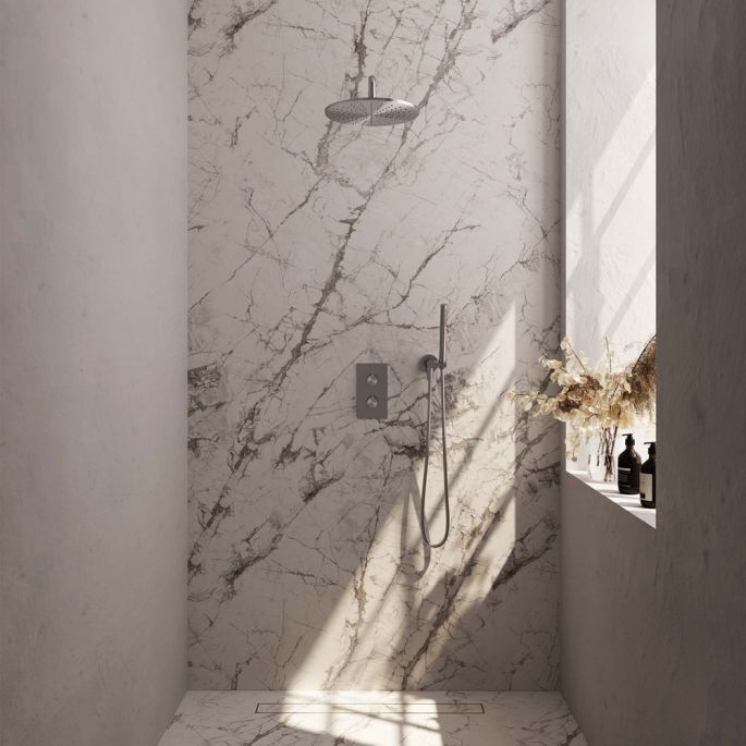 Brauer Carving 5-NG-124 thermostatic concealed rain shower 3-way diverter SET 28 stainless steel brushed PVD