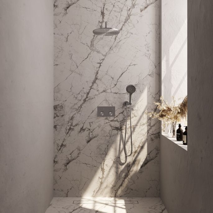 Brauer Carving 5-NG-193 thermostatic concealed rain shower with push buttons SET 58 stainless steel brushed PVD