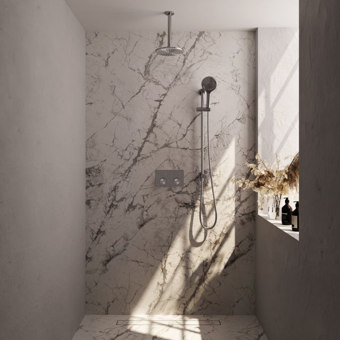 Brauer Carving 5-NG-206 thermostatic concealed rain shower with push buttons SET 71 stainless steel brushed PVD