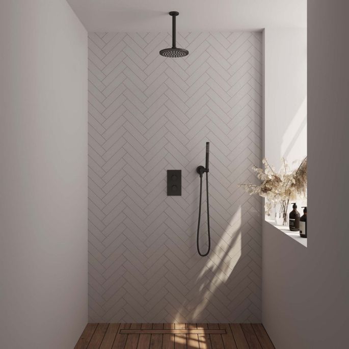 Brauer Carving 5-S-125 thermostatic concealed rain shower 3-way diverter SET 29 matte black