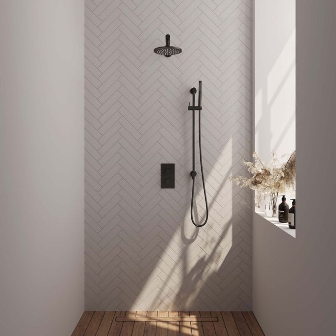 Brauer Carving 5-S-133 thermostatic concealed rain shower 3-way diverter SET 37 matte black