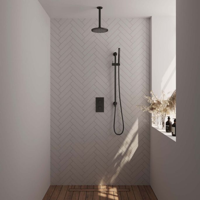 Brauer Carving 5-S-137 thermostatic concealed rain shower 3-way diverter SET 41 matte black