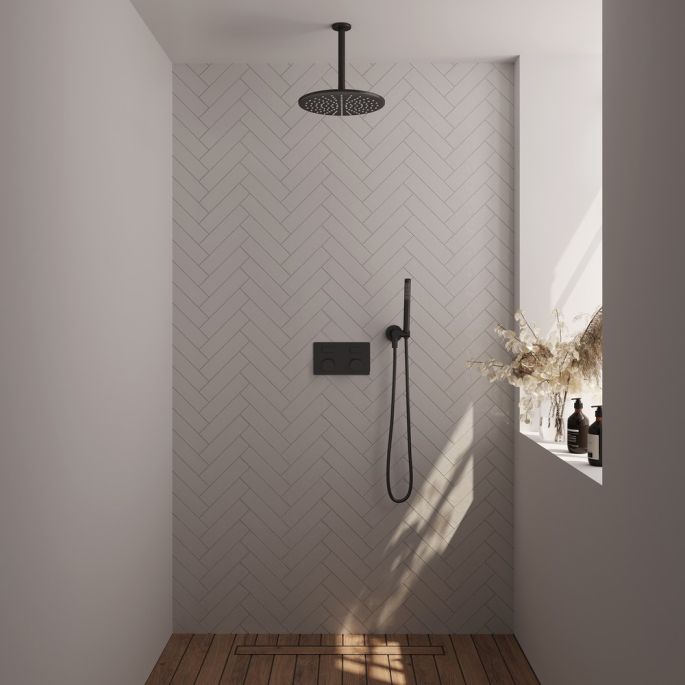 Brauer Carving 5-S-189 thermostatic concealed rain shower with push buttons SET 54 matte black