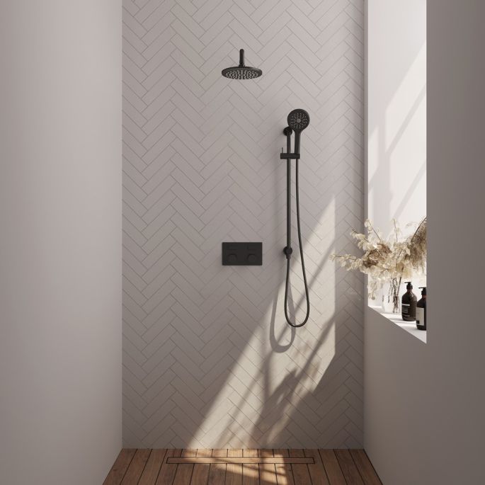 Brauer Carving 5-S-204 thermostatische inbouw regendouche met drukknoppen SET 69 mat zwart