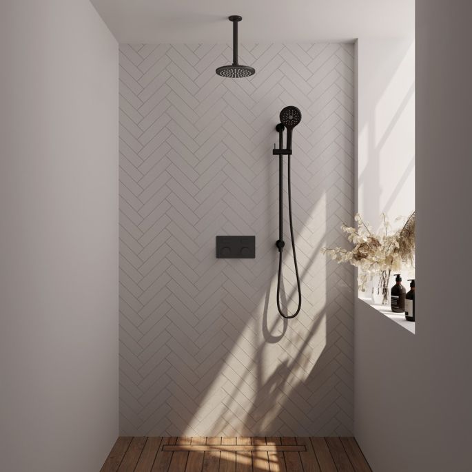 Brauer Carving 5-S-206 thermostatische inbouw regendouche met drukknoppen SET 71 mat zwart