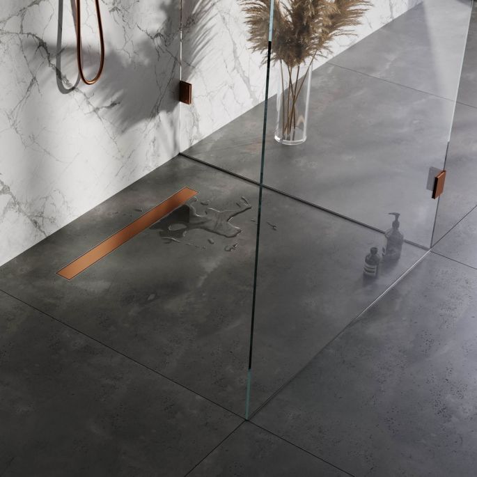 Brauer DR-MRF70GK douchegoot met multifunctioneel rooster en flens 7 x 70cm koper geborsteld PVD