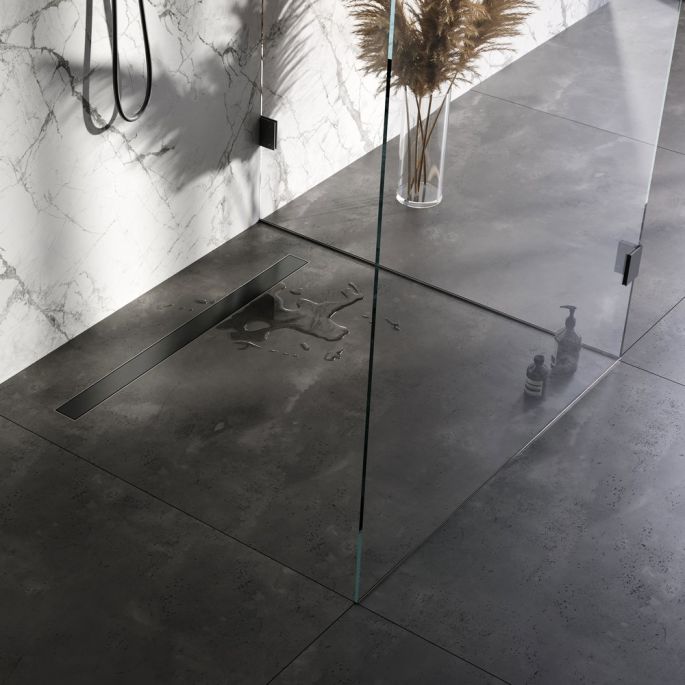Brauer DR-MRF90GM douchegoot met multifunctioneel rooster en flens 7 x 90cm gunmetal geborsteld PVD