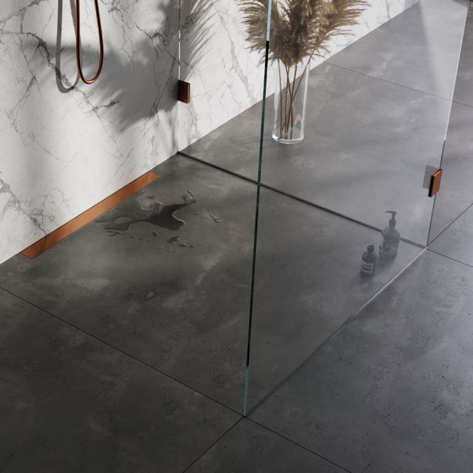 Brauer DR-MRFW70GK douchegoot met multifunctioneel rooster en flens voor wandmontage 7 x 70cm koper geborsteld PVD